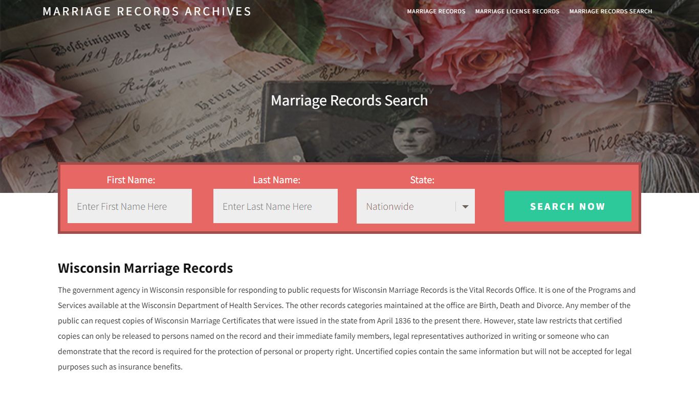 Wisconsin Marriage Records | Enter Name and Search | 14 Days Free